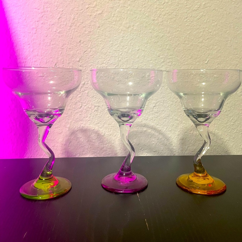 Set of 3 Glass Margarita Glasses